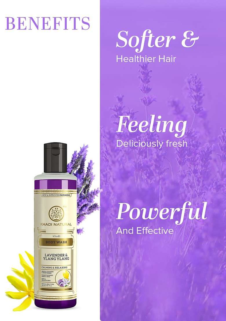 Khadi Natural Lavender Ylang Body Wash To Uplift Mood 210Ml - Indya