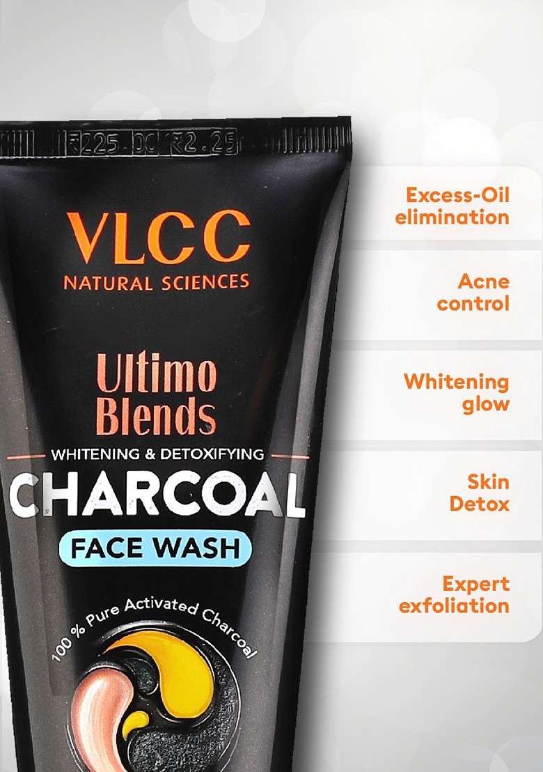 Vlcc Unisex Ultimo Blends Whitening Detoxifying Charcoal Face Wash 100 Ml - Indya