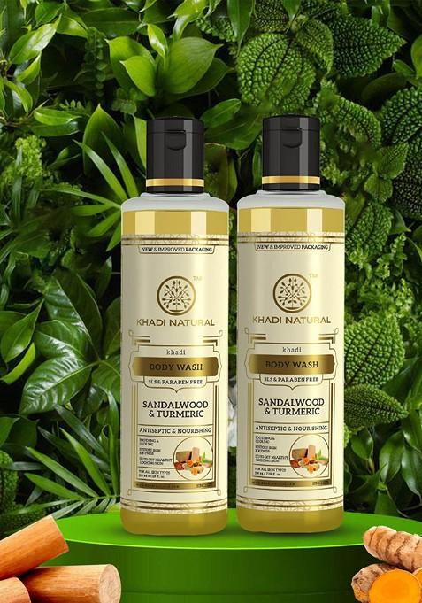 Khadi Natural Set Of 2 Sandalwood Body Wash 210 Ml Each