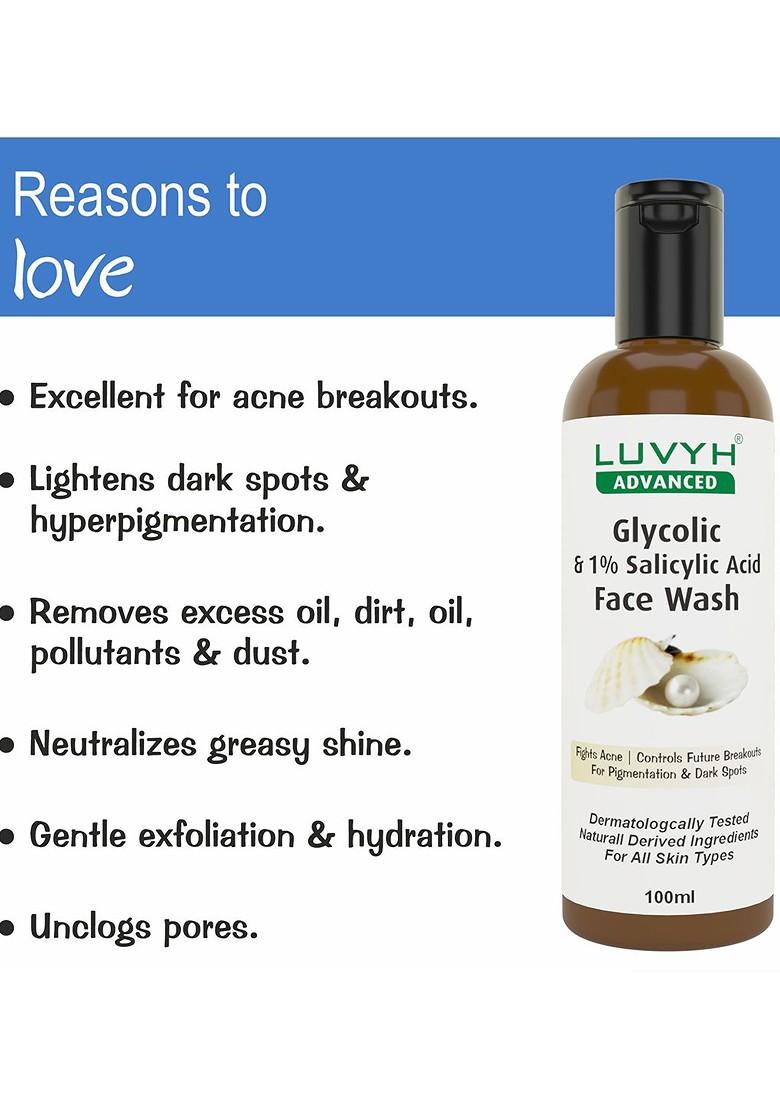 Luvyh Advanced Glycolic 1 Salicylic Acid Face Wash 100Ml