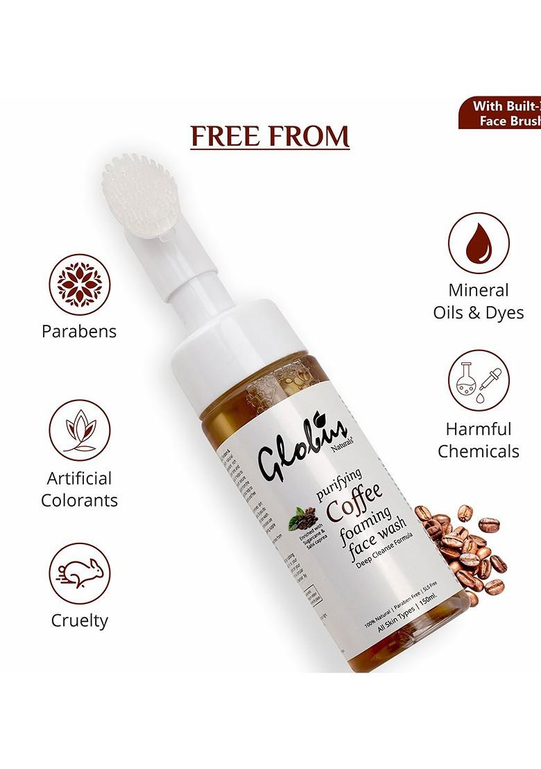 Globus Naturals Coffee Brightening Foaming Face Wash With Silico Massage Brush 150 Ml