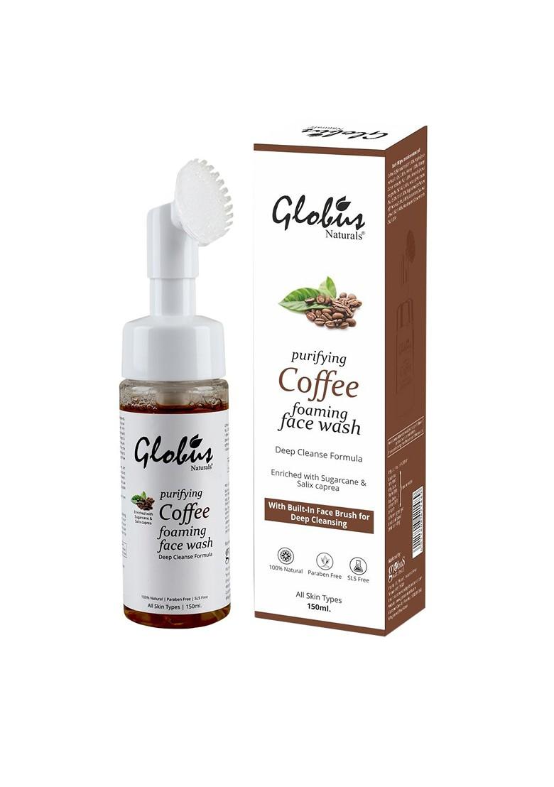 Globus Naturals Coffee Brightening Foaming Face Wash With Silico Massage Brush 150 Ml