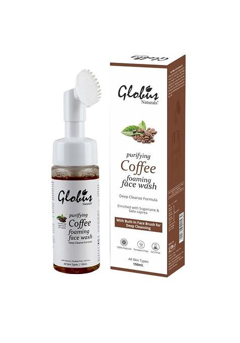 Globus Naturals Coffee Brightening Foaming Face Wash With Silico Massage Brush 150 Ml