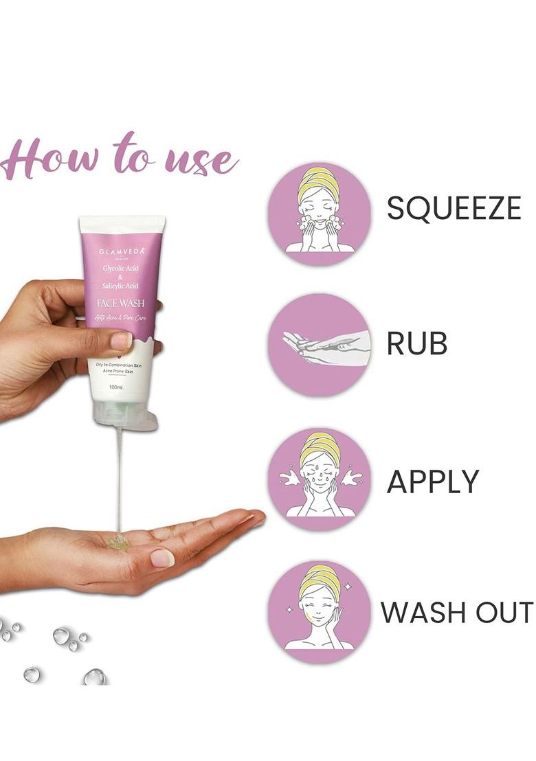 Glamveda Glycolic Acid Salicylic Anti Acne Face Wash 100 Ml