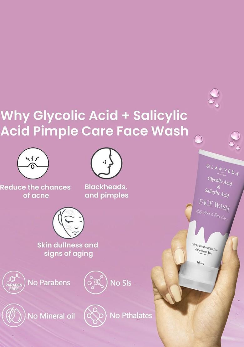 Glamveda Glycolic Acid Salicylic Anti Acne Face Wash 100 Ml