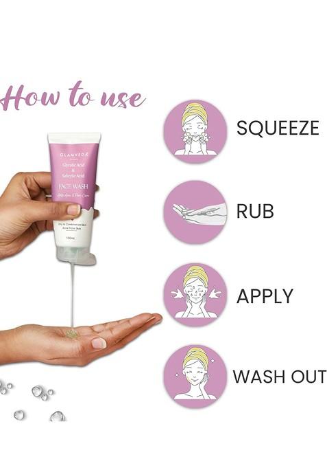 Glamveda Glycolic Acid Salicylic Anti Acne Face Wash 100 Ml