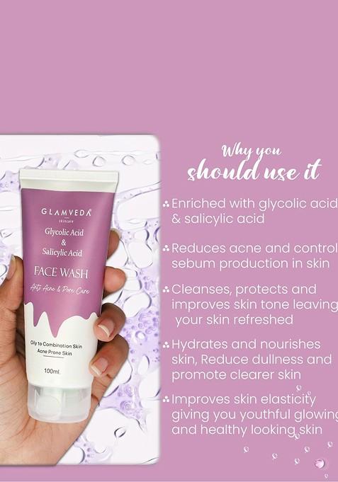 Glamveda Glycolic Acid Salicylic Anti Acne Face Wash 100 Ml