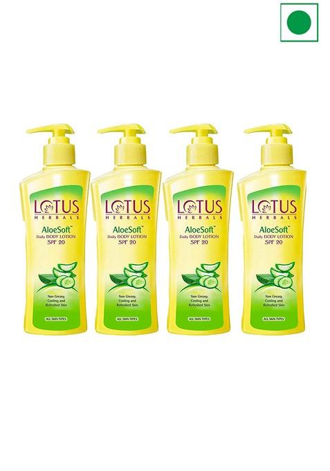 Lotus Herbals Set Of 4 Aloesoft Spf 20 Body Lotion 250 Ml Each