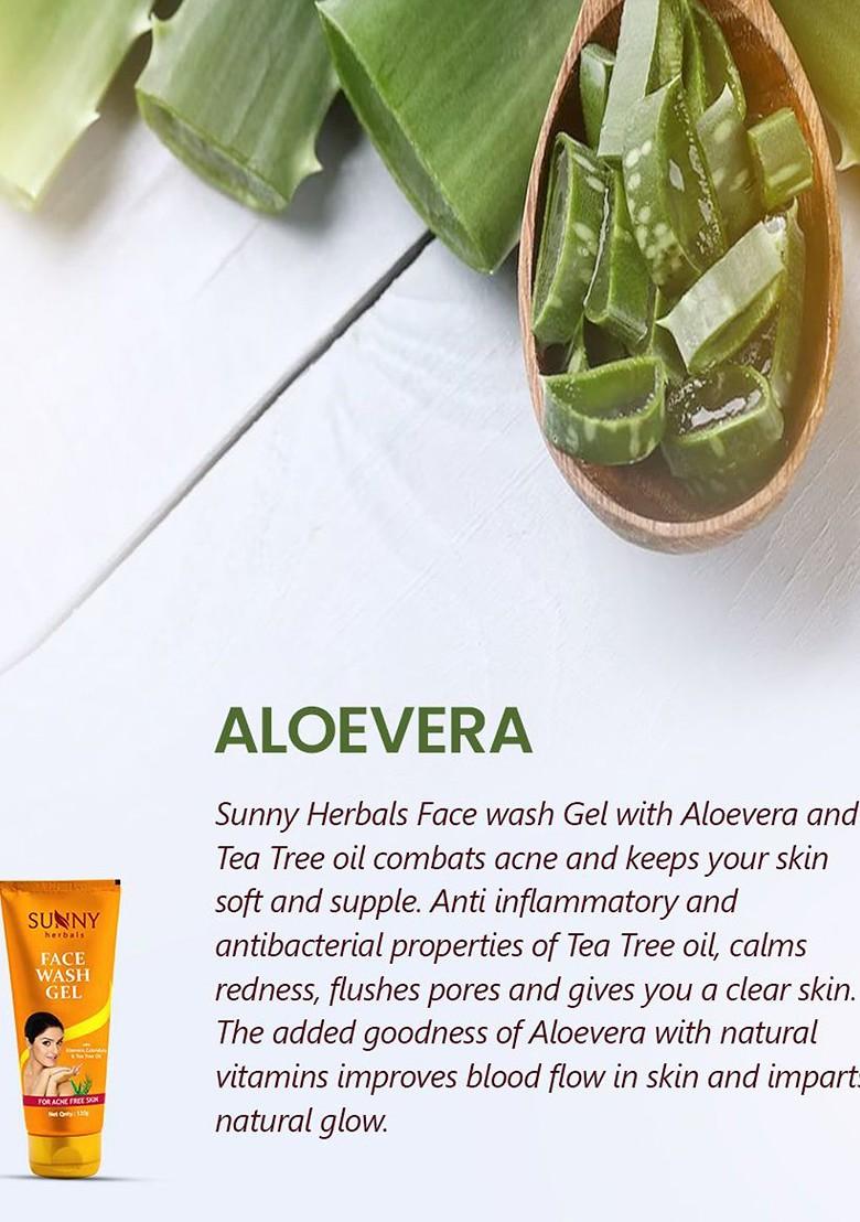 Sunny Herbals Face Wash Gel With Tea Tree Oil Aloe Vera For Acne Free Skin 110 G