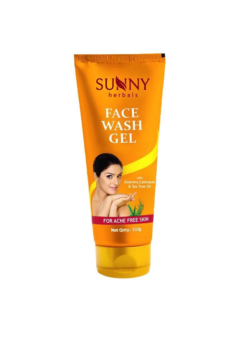 Sunny Herbals Face Wash Gel With Tea Tree Oil Aloe Vera For Acne Free Skin 110 G