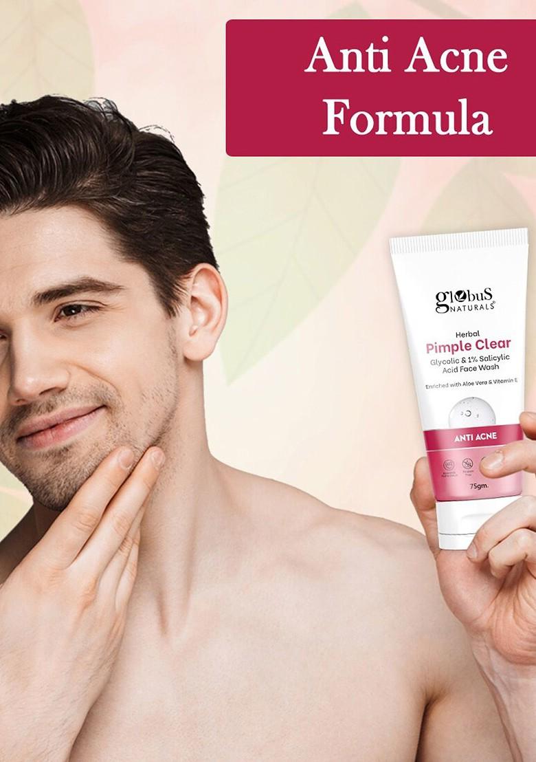 Globus Naturals Set Of 2 Pimple Clear Glycolic Salicylic Acid Face Wash 75 G Each