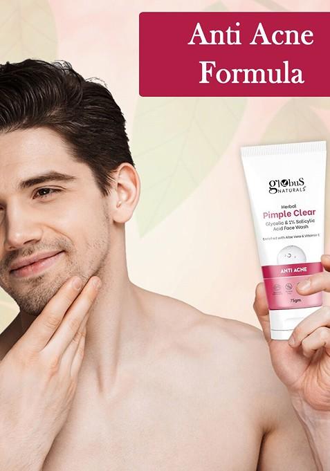 Globus Naturals Set Of 2 Pimple Clear Glycolic Salicylic Acid Face Wash 75 G Each