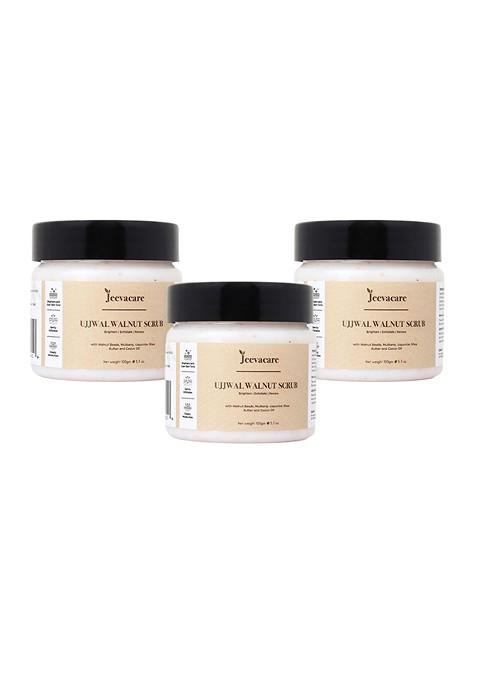 Jeevacare Set Of 3 Ujjwal Walnut Scrub With Aloe Vera 100 G Each