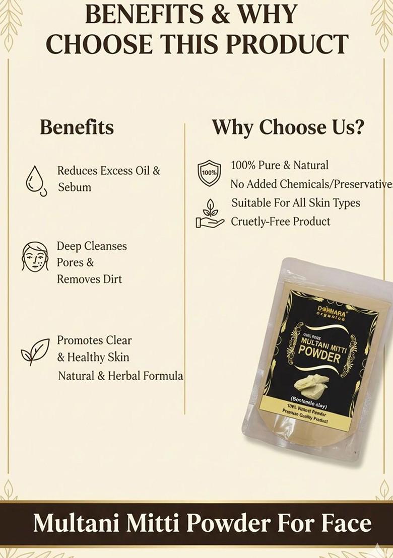 Donnara Organics Set Of 3 Multani Mitti Powder Face Pack 150 G Each