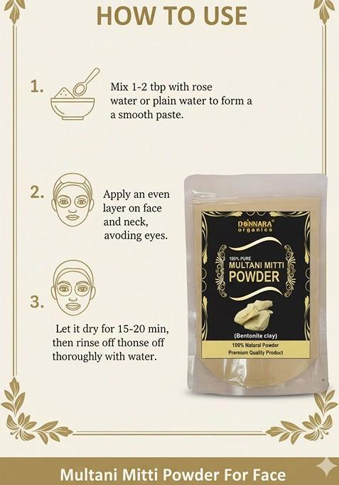 Donnara Organics Set Of 3 Multani Mitti Powder Face Pack 150 G Each