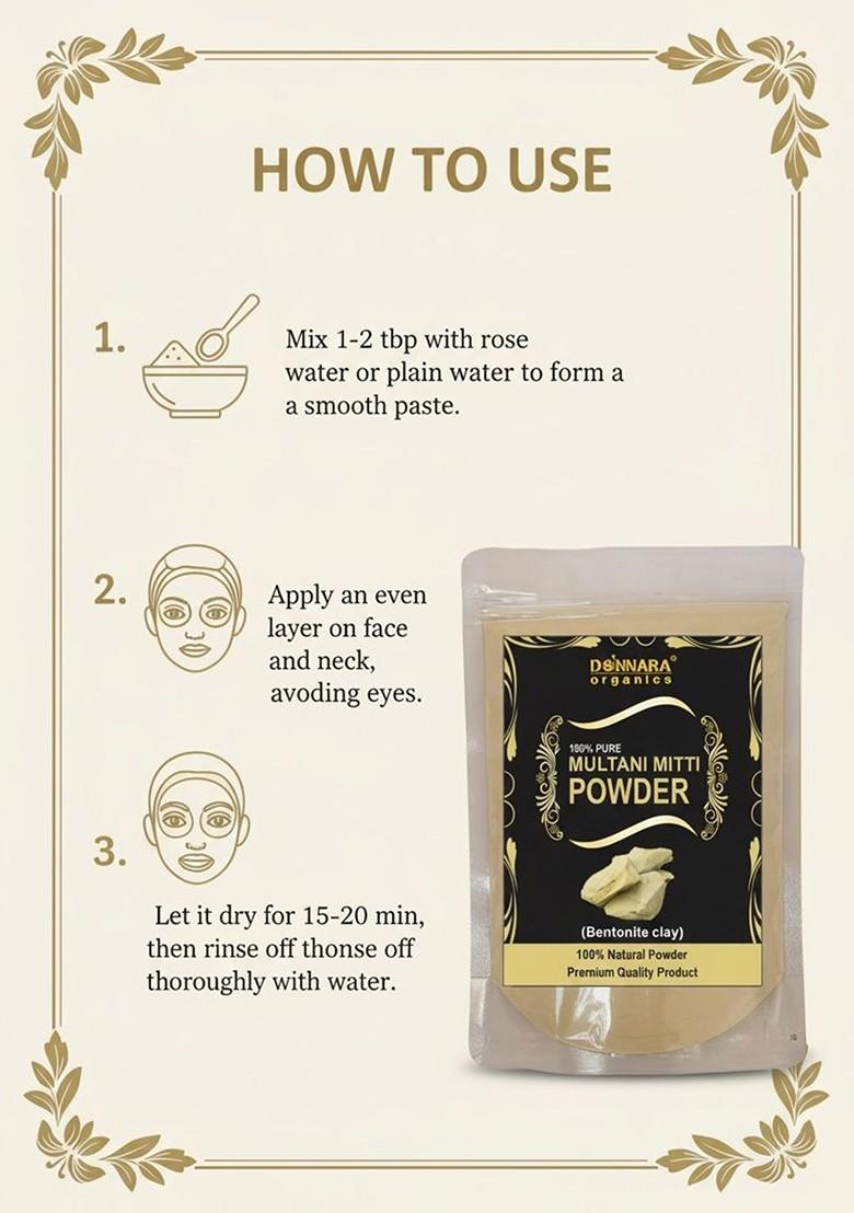 Donnara Organics Set Of 2 Multani Mitti Powder Face Pack 150 G Each