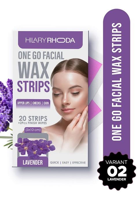Hilary Rhoda One Go Facial Wax Strips 20 Wipes 2 Pieces Lavender