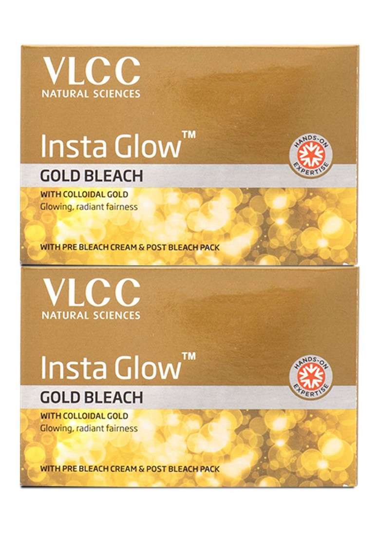 Vlcc Set Of 2 Insta Glow Gold Bleach With Colloidal 60 G Each - Indya