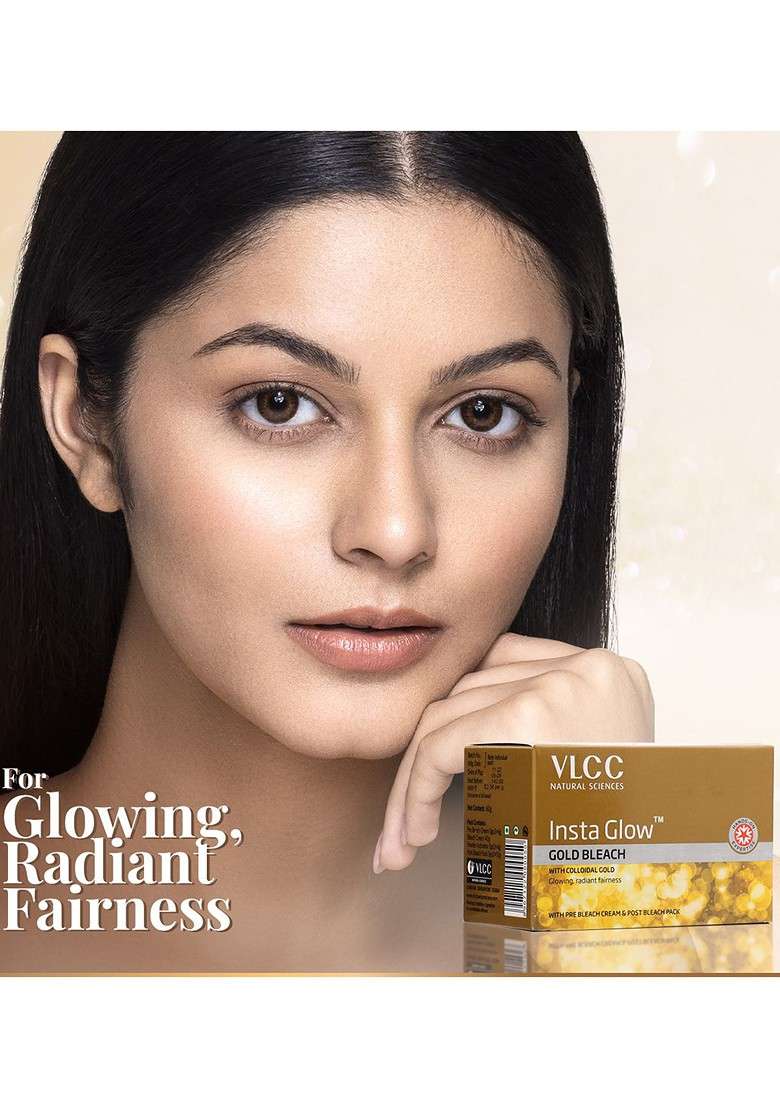 Vlcc Set Of 2 Insta Glow Gold Bleach With Colloidal 60 G Each - Indya