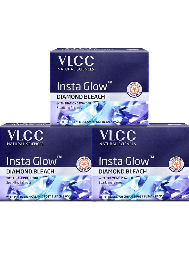 Vlcc Set Of 3 Insta Glow Diamond Bleach With Powder 60 G Each - Indya