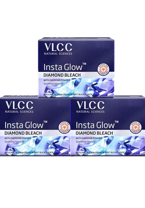 Vlcc Set Of 3 Insta Glow Diamond Bleach With Powder 60 G Each