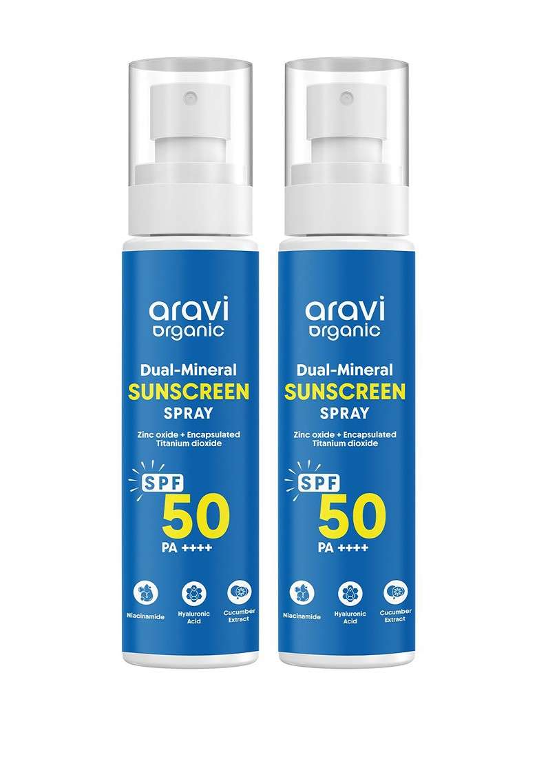 Aravi Organic Pack Of 2 Dual Mineral Sunscreen Body Spray With Spf 50 Pa - Indya