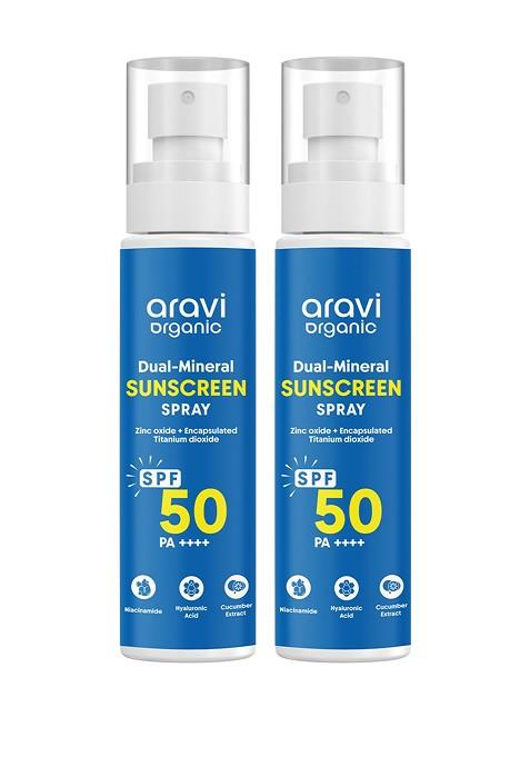 Aravi Organic Pack Of 2 Dual Mineral Sunscreen Body Spray With Spf 50 Pa