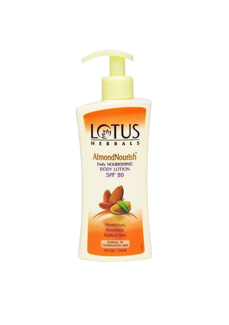 Lotus Herbals Almond Nourish Sustainable Body Lotion With Spf 20 250 Ml - Indya