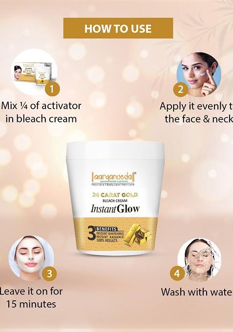 Aryanveda 24 Carat Gold Bleach Cream For Anti Aging Deep Skin Brightening 250G