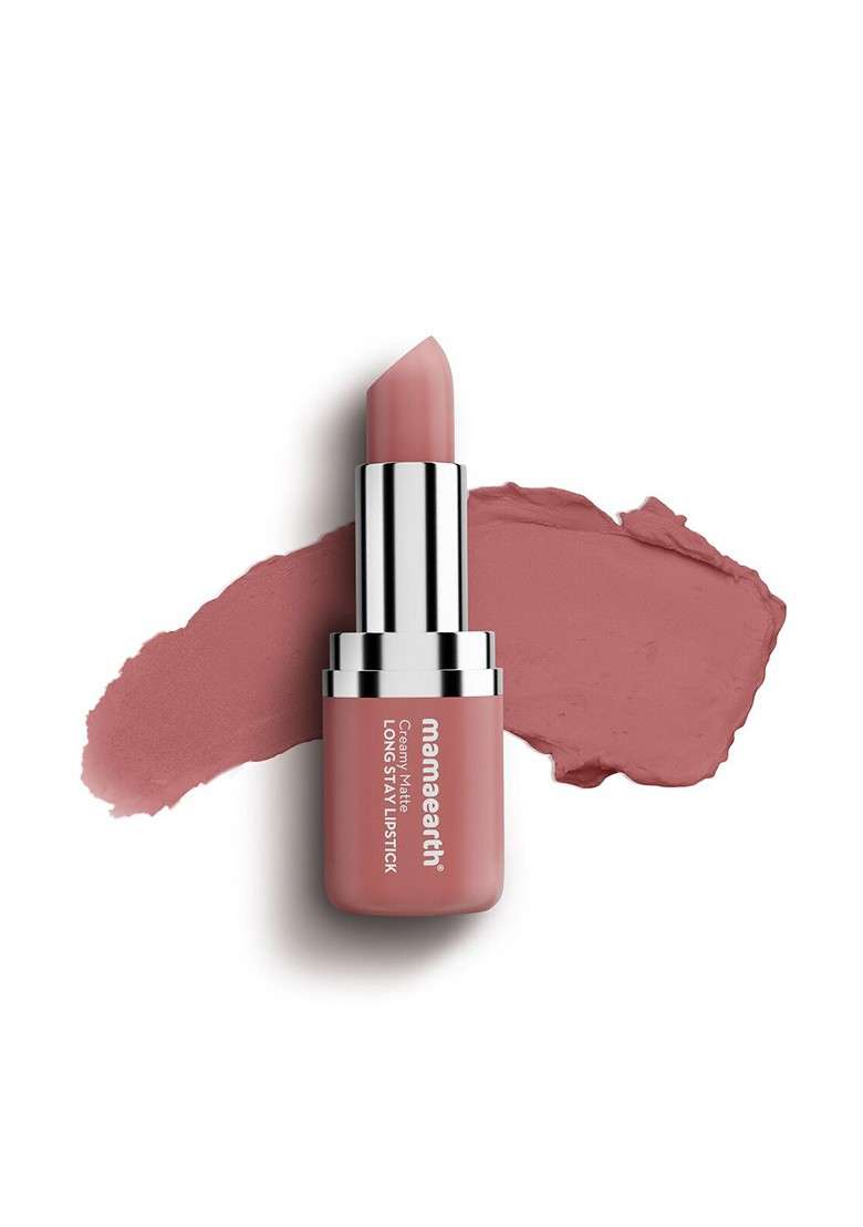 Mamaearth Creamy Matte Long Stay Lipstick With Murumuru Butter Pillow Nude - Indya
