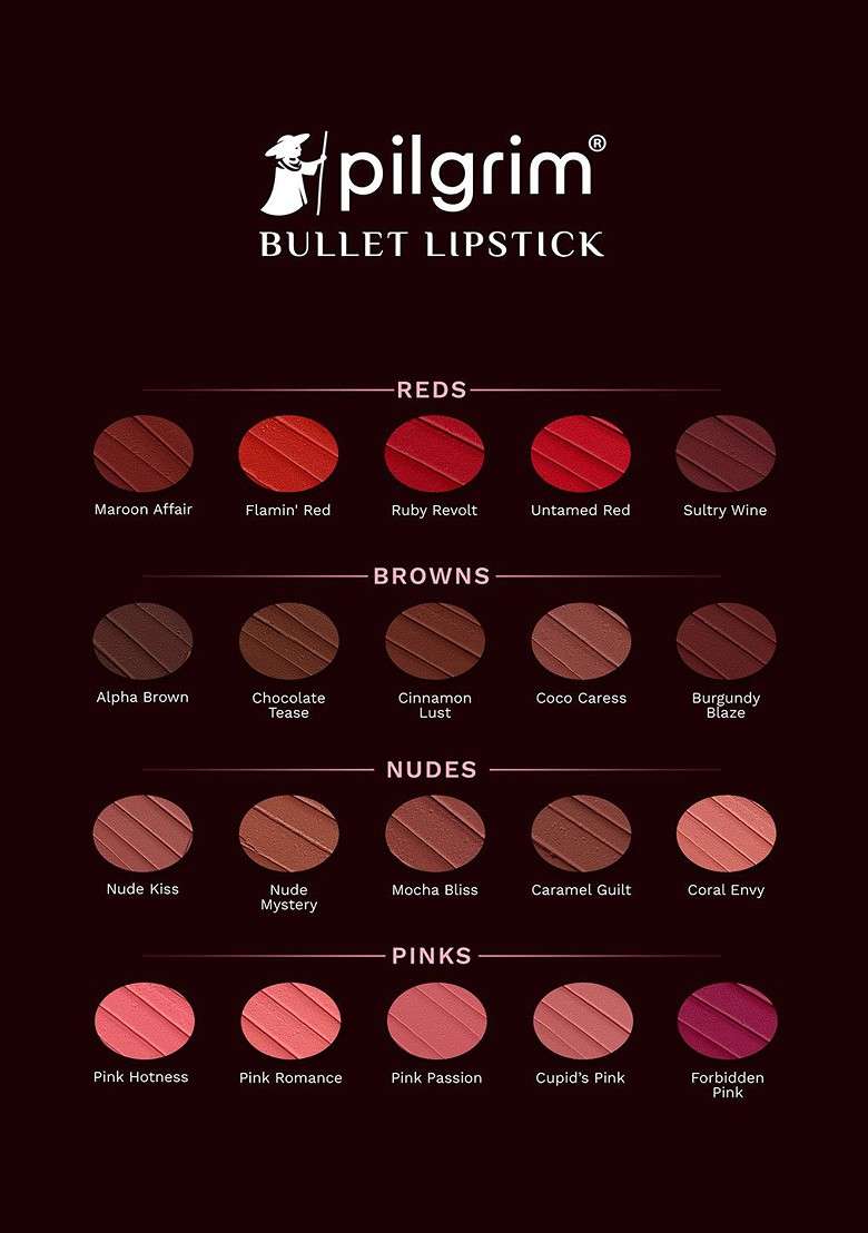 Pilgrim Matte Bullet Intense Colour Transferproof Smudgeproof Lipstick Cinnamon Lust 33 - Indya