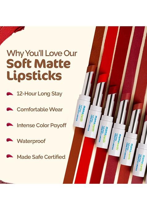 Mamaearth Soft Matte 12Hr Long Stay Lipstick With Jojoba Oil Vitamin E 3 5G Ruby Red