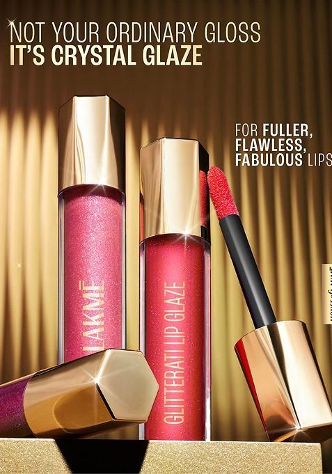 Lakme Glitterati Non Sticky Hydrating Lip Glaze With Vegan Collagen 5Ml Crystal Crush