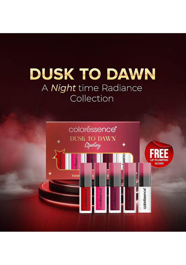 Coloressence Set Of 5 Waterproof Liquid Lipstick Ml Each Dusk To Dawn