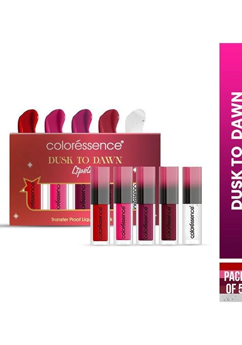 Coloressence Set Of 5 Waterproof Liquid Lipstick Ml Each Dusk To Dawn