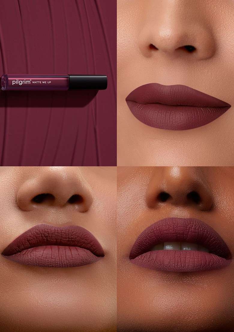 Pilgrim Matte Me Up Long Lasting Liquid Lipstick 3Ml Berry Tease 02 - Indya