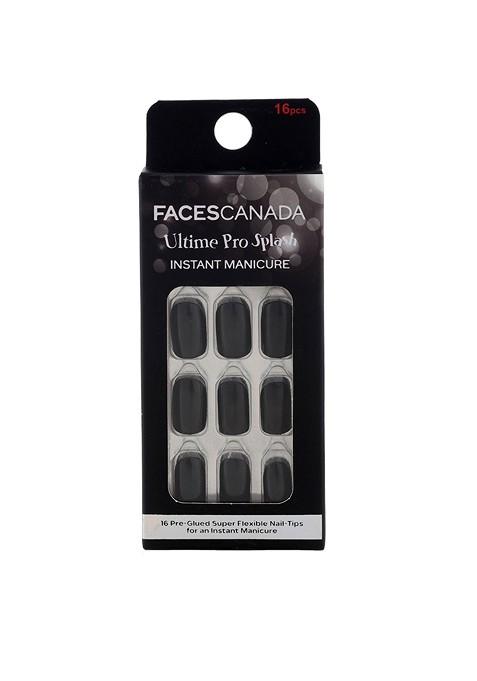 Faces Canada Ultime Pro Splash Instant Manicure Press On Nail Extensions 16Pcs Charcoal