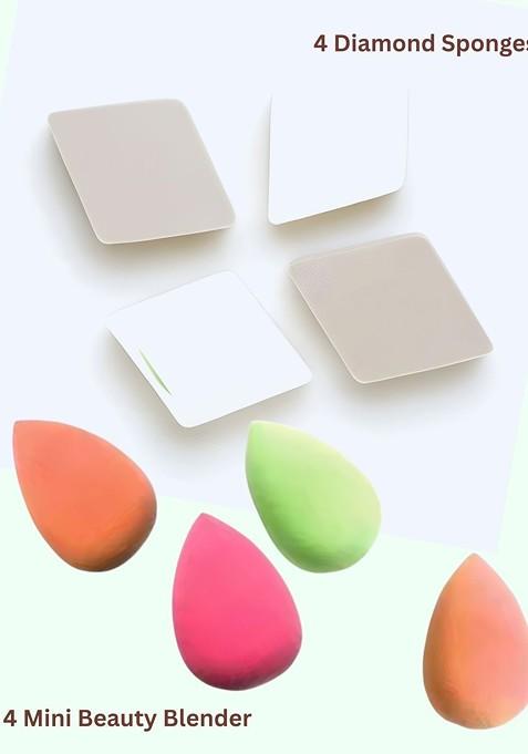 Basicare Set Of 8 Diamond Sponges With Finger Puffs Beauty Blender