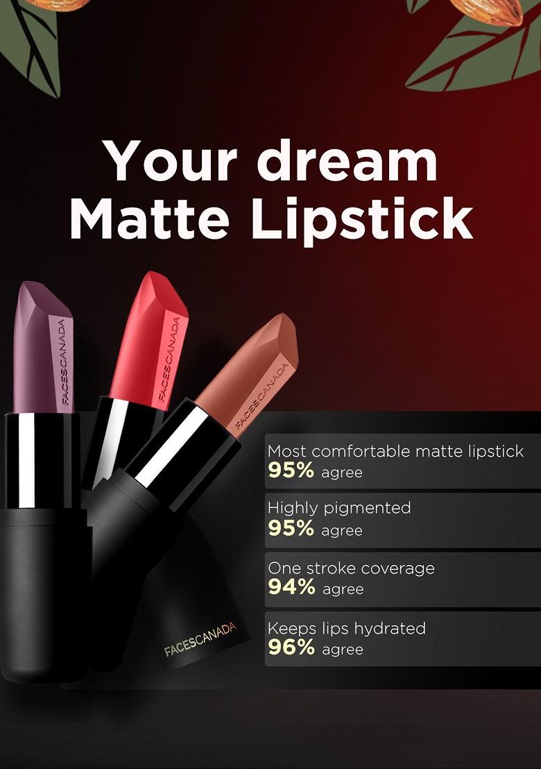 Faces Canada Weightless Matte Finish Hydrating Lipstick With Almond Oil Forsake Beauty 01