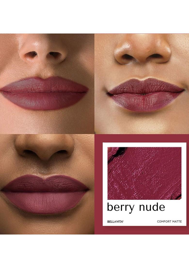 Bella Vita Organic Comfort Creamy Matte Finish Long Lasting Bullet Lipstick 4 2G Berry Nude