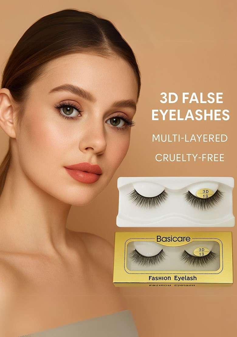 Basicare Set Of 2 3D False Eyelashes With Eyelash Curler - Indya