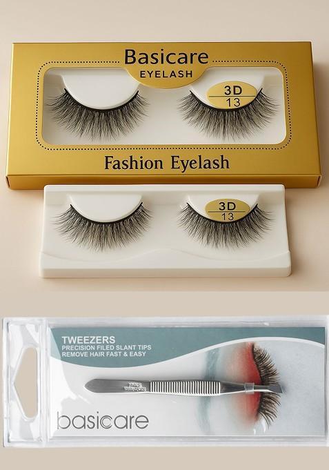 Basicare Set Of 2 False Eyelashes With Hair Remover Tweezer