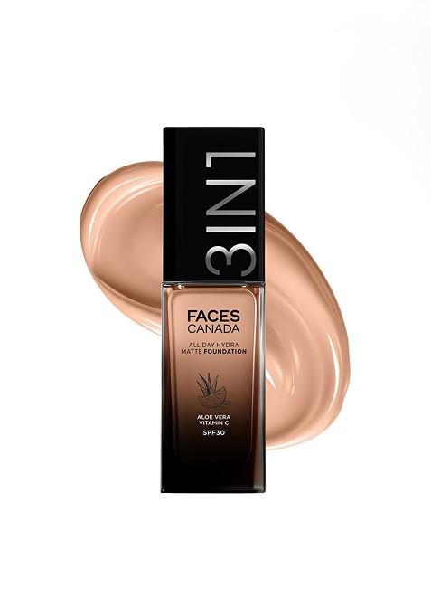 Faces Canada 3 In 1 All Day Hydra Matte Spf30 Foundation 25Ml Caramel Natural 023