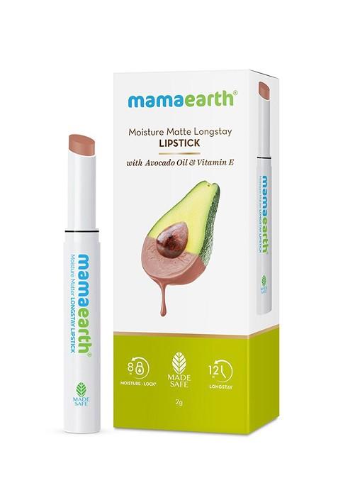 Mamaearth Moisture Matte Longstay Lipstick With Avocado Oil Vitamin E Cinnamon Nude 04