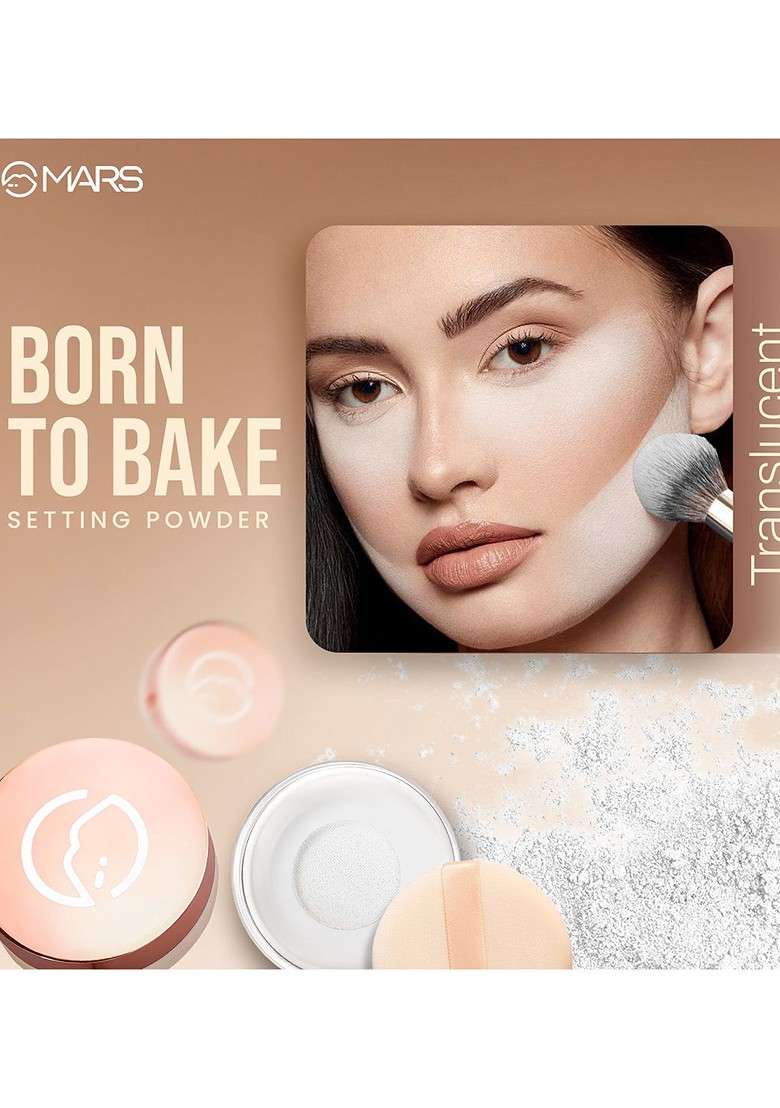 Mars Born To Bake Setting Powder With Oil Control Matte Finish 8G Translucent - Indya