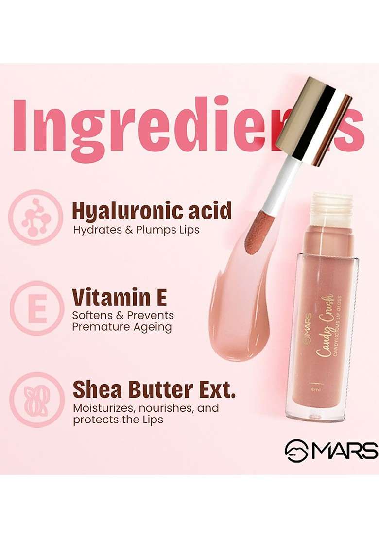 Mars Candylicious Non Sticky Tinted Lip Gloss 4Ml Candy Crush 01 - Indya
