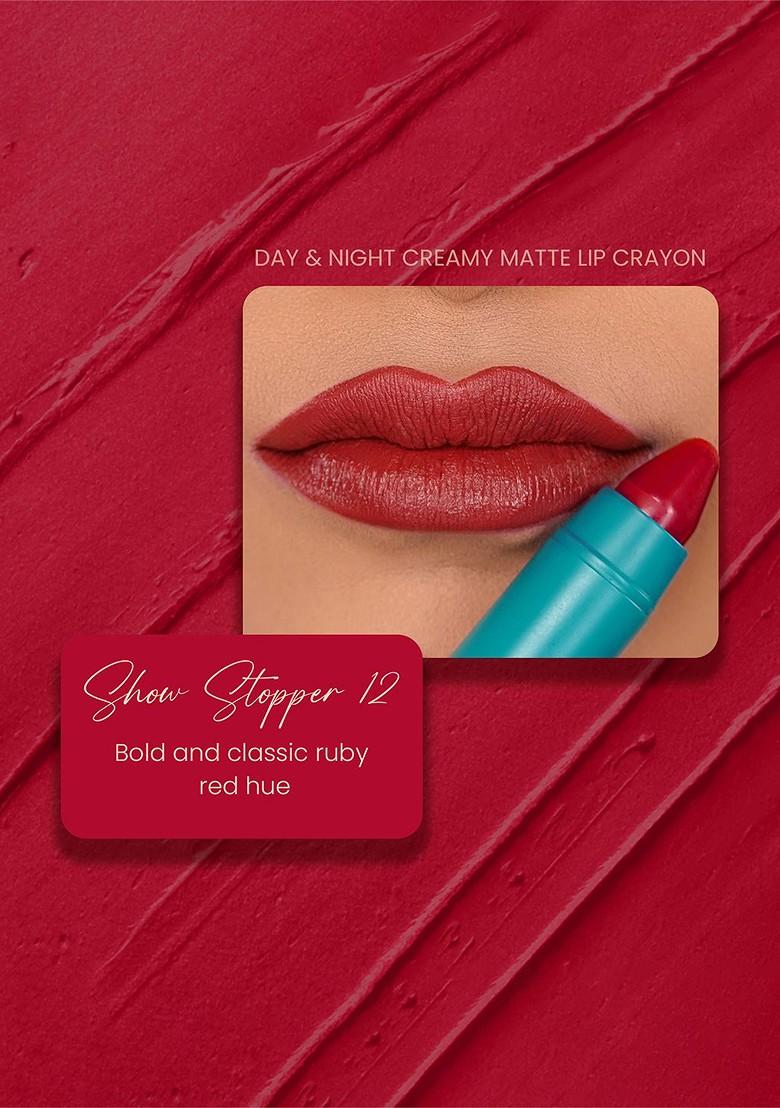 Parul Garg Creamy Matte Lip Crayon Rich Pigment Show Stopper Classic Ruby Red