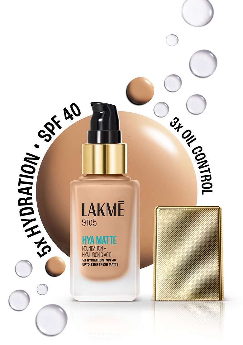 Lakme 9To5 Hya Matte Foundation With Hyaluronic Acid Spf40 25Ml Warm Beige W240 - Indya