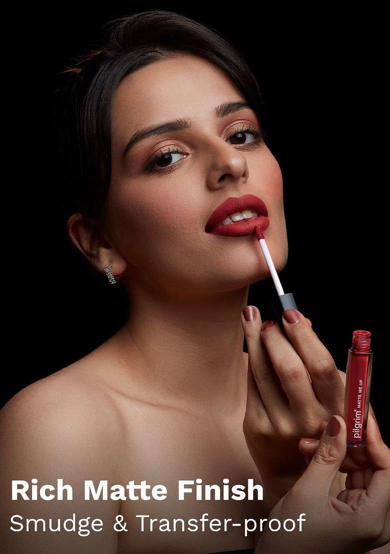 Pilgrim Matte Me Up Liquid Long Lasting Non Drying Lipstick 3 Ml Ruby Fling 19 - Indya