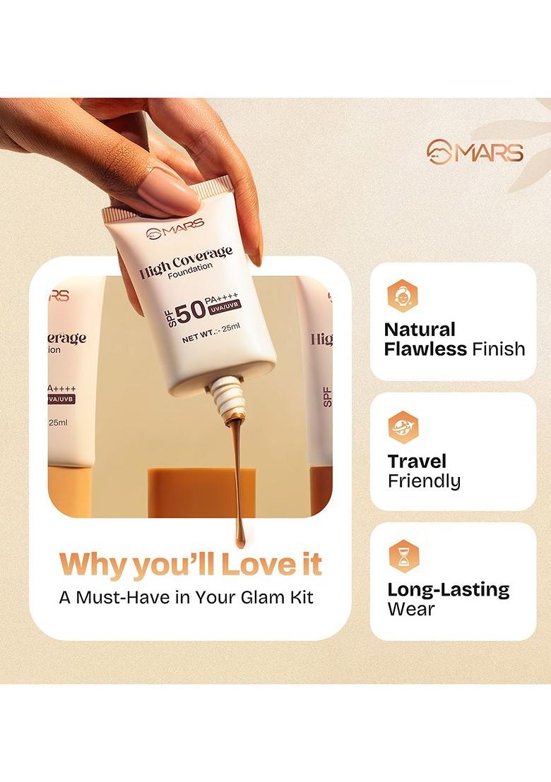 Mars High Coverage Spf50 Pa Liquid Foundation 25Ml Deep Tan 08